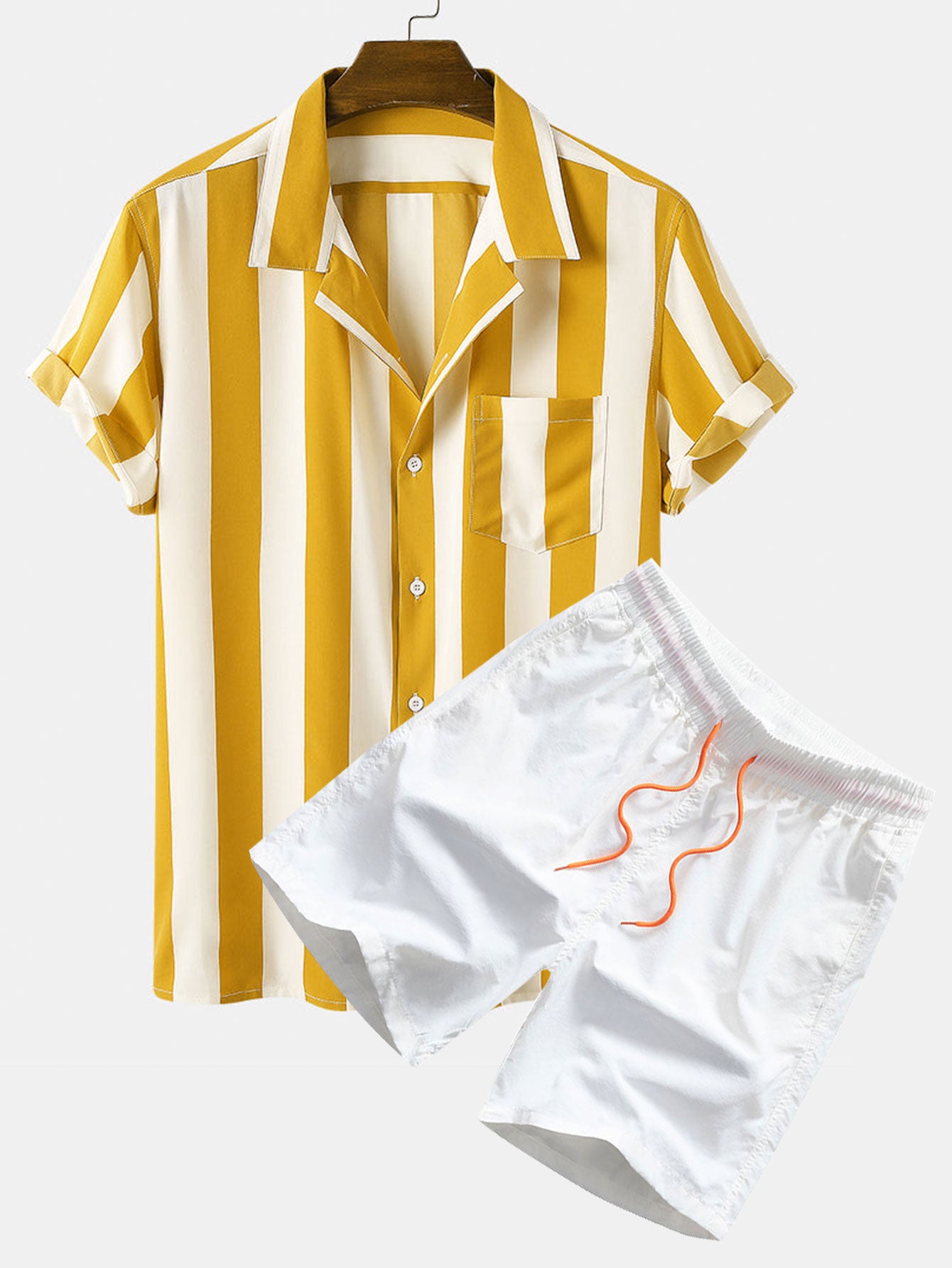 Stripes Casual Short Sleeve Shirts & Swim Shorts